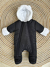Дитячий зимовий комбінезон для новонародженого на флісі на дві блискавки розмір 62 68 74 80, фото 2