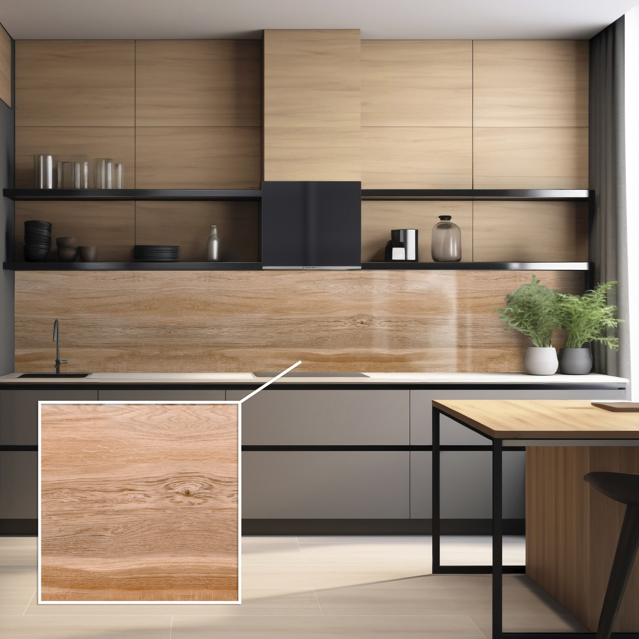 Наклейка на кухонний фартух 60 х 200 см, з фотодруком та захисною ламінацією Текстура Дубу (БП-s_tx400)