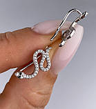 Срібні сережки кафи змія, родій 1094., фото 2