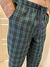 Чоловічі домашні штани піжамні ФЛАНЕЛЬ в клітинку ГЛЕН ЗЕЛЕНО-СИНІ F230P, фото 7