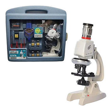 Мікроскоп (металопластик, підсвічування, від батарейок, підставка для телефону, інструменти, аксесуари) BG 020