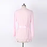 Жіночий рожевий жіночий халат з мереживом та поясом, фото 5