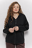 Жіноча подовжена зип-кофта на блискавці з капюшоном на флісі, фото 5