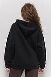 Жіноча подовжена зип-кофта на блискавці з капюшоном на флісі, фото 7