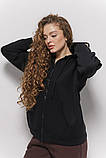 Жіноча подовжена зип-кофта на блискавці з капюшоном на флісі, фото 4