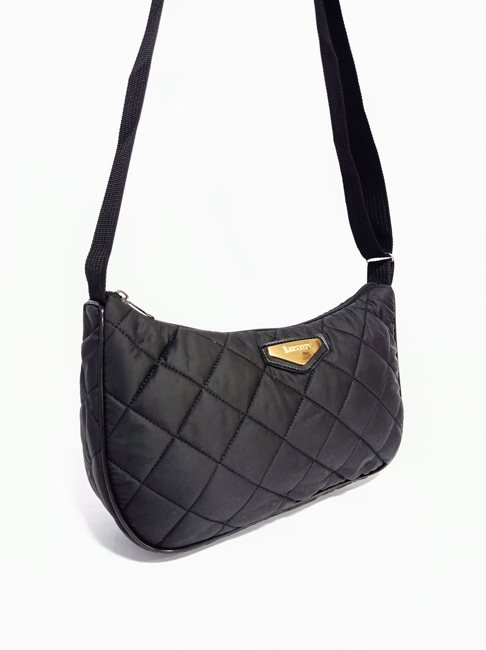 Сумочка стильна жіноча через плече текстиль 28*16см чорна (5-0215), фото 1