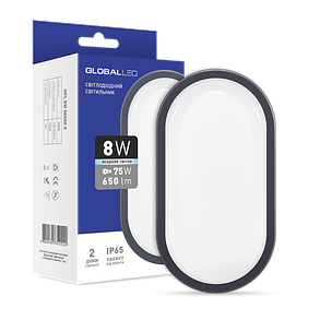Светодиодный cветильник для ЖКХ GLOBAL HPL-002-Е 8W накладной 5000K овал серый IP65 Код.58806, фото 2