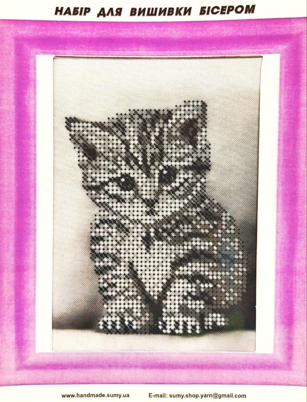 Набір для вишивання бісером ArtWork Кошеня Д 016 розмір 10.5х14.5, фото 1