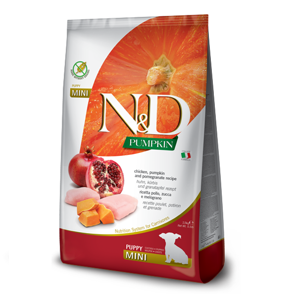Беззерновий сухий корм Farmina N&D, для цуценят дрібних порід, курка з гарбузом і гранатом, 2.5 кг (*), фото 1