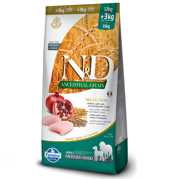 Низькозерновий сухий корм Farmina N&D, для собак середніх і великих порід, курка з гранатом, 15 кг (*), фото 1