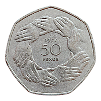 Велика Британія 50 пенсів, 1973 Вступ до Європейське Економічне Співтовариство