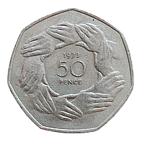 Велика Британія 50 пенсів, 1973 Вступ до Європейське Економічне Співтовариство