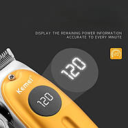 Акумуляторна машинка для стрижки волосся KEMEI LFJ-KM-1956 Машинка з LED дисплеєм та різними насадками, фото 3