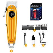 Акумуляторна машинка для стрижки волосся KEMEI LFJ-KM-1956 Машинка з LED дисплеєм та різними насадками, фото 6