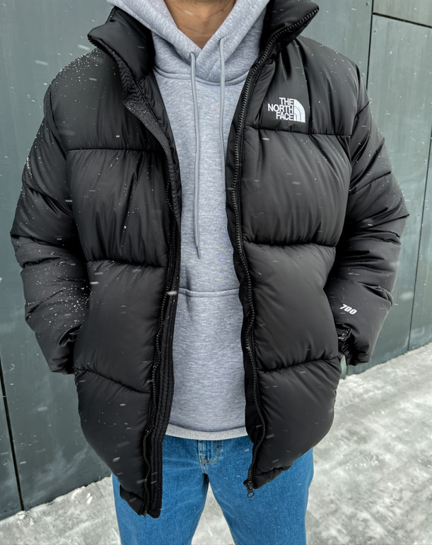 Модна чоловіча зимова куртка пуховик The North Face TNF 700 Норт Фейс ТНФ чорна зима