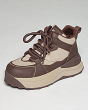 Кросівки на платформі зимові Prima d'Arte 2191 36 коричневі шкіра