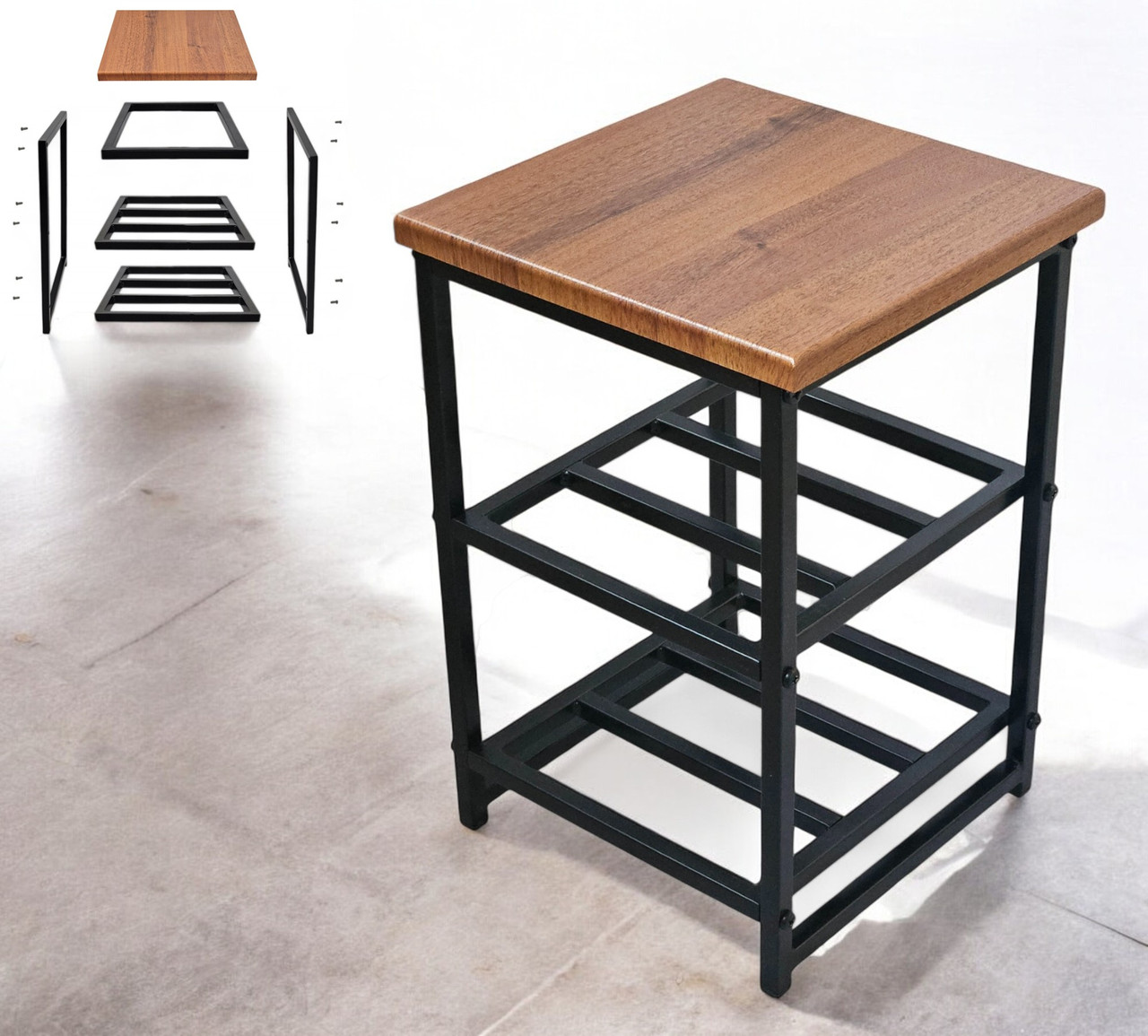 Металева підставка лофт Ліора з сидінням горіх, фото 1