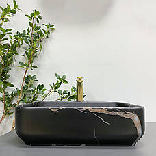 Умивальник (раковина) VBI PALERMO BLACK STONE MATT накладний, фото 5