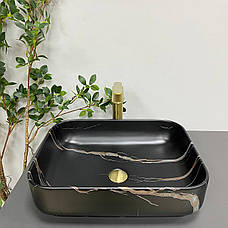 Умивальник (раковина) VBI PALERMO BLACK STONE MATT накладний, фото 6