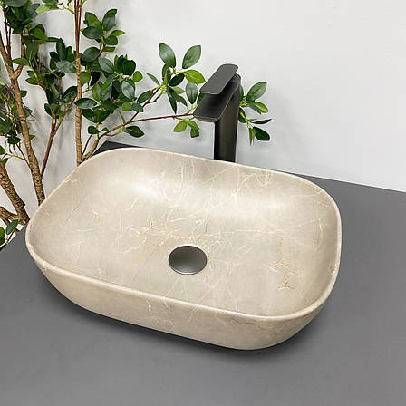 Умивальник (раковина) VBI RAVENNA BEIGE STONE MATT накладний, фото 1