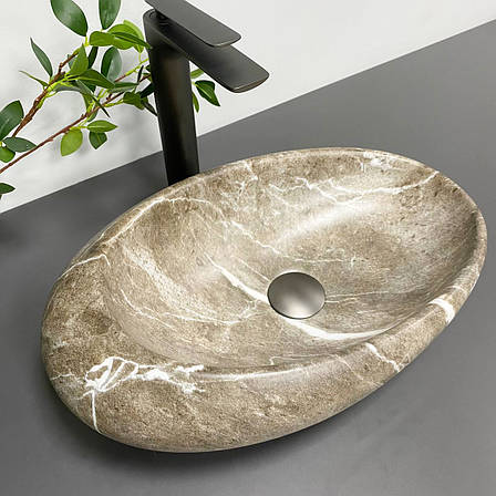 Умивальник (раковина) VBI VICENZA BROWN STONE MATT накладний, фото 1