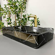 Умивальник (раковина) VBI TRIEST BLACK MARMO GLOSSY накладний, фото 4