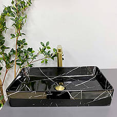 Умивальник (раковина) VBI TRIEST BLACK MARMO GLOSSY накладний, фото 5