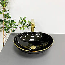 Умивальник (раковина) VBI PARMA BLACK GOLD EDGE накладний, фото 4