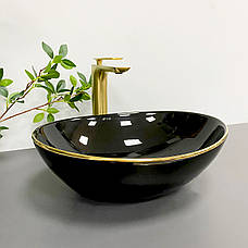 Умивальник (раковина) VBI PARMA BLACK GOLD EDGE накладний, фото 6