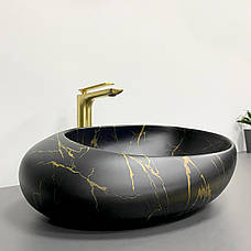 Умивальник (раковина) VBI VALIANO MARBLE BLACK MATT накладний, фото 5