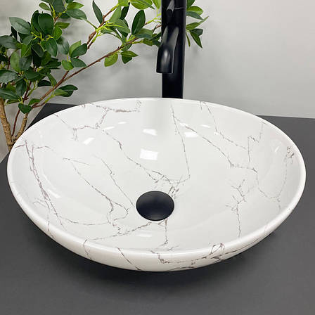 Умивальник (раковина) VBI PARMA WHITE STONE GLOSSY накладний, фото 1