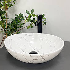 Умивальник (раковина) VBI PARMA WHITE STONE GLOSSY накладний, фото 4