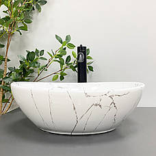 Умивальник (раковина) VBI PARMA WHITE STONE GLOSSY накладний, фото 5