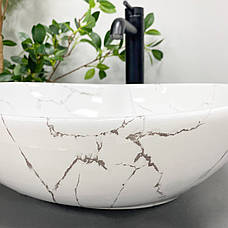 Умивальник (раковина) VBI PARMA WHITE STONE GLOSSY накладний, фото 6