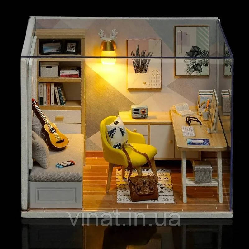 Румбокс Сонячна Студія Roombox Sunshine Study DIY Cute Room Інтер'єрний конструктор QT-007
