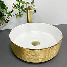 Умивальник (раковина) VBI PRATO GOLD WHITE накладний, фото 4