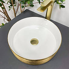 Умивальник (раковина) VBI PRATO GOLD WHITE накладний, фото 5