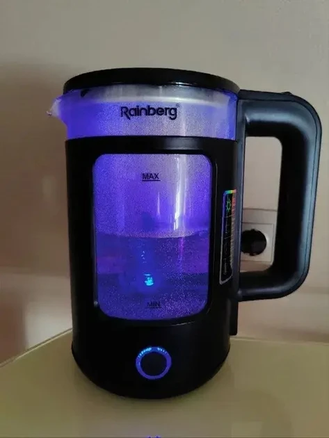 Дисковий електричний чайник Rainberg 2200 Вт 2.0 л  Скляний (LED підсвічування)