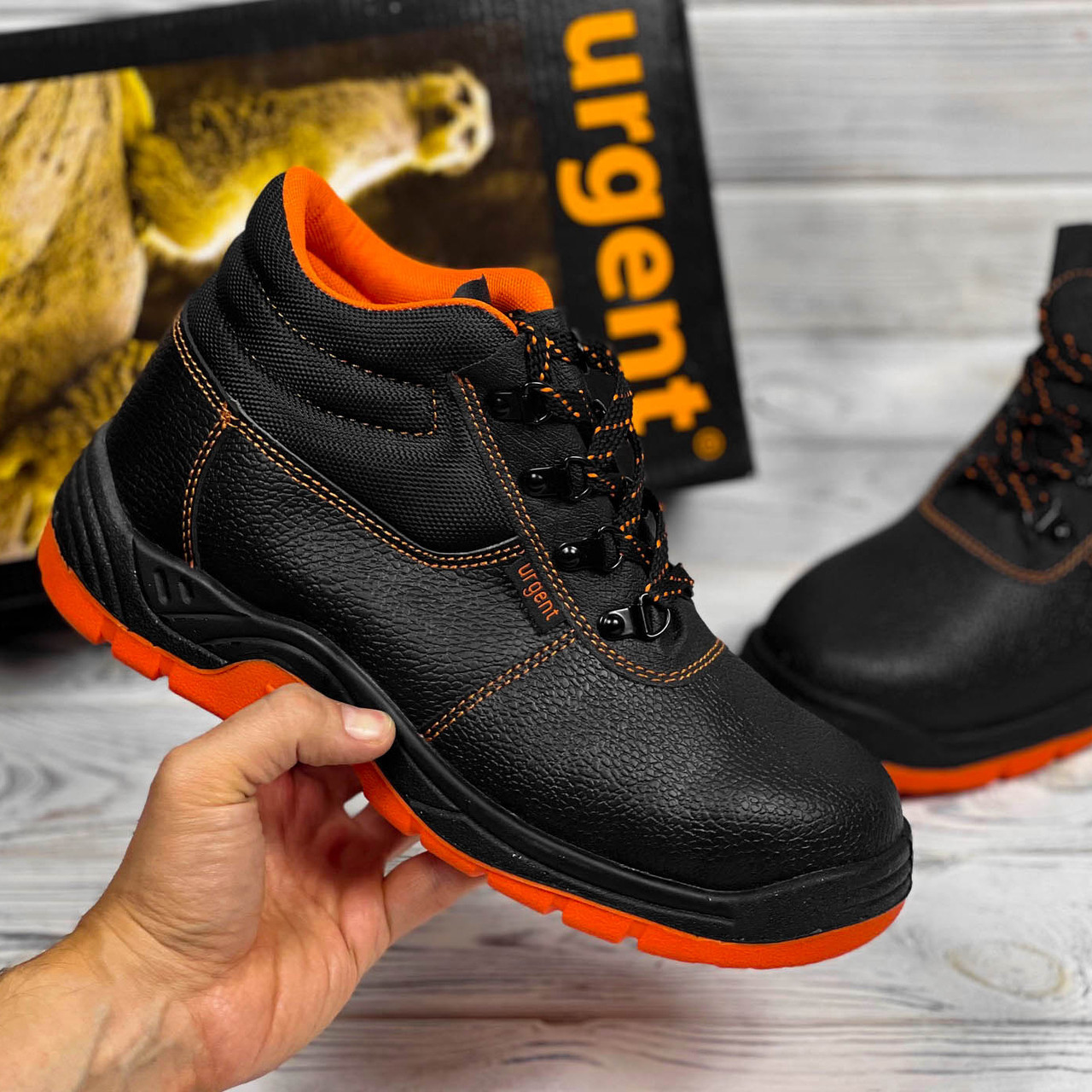 Захисне чоловіче спецвзуття черевики робочі шкіряні чоловічі міцні ударостійкі робоче взуття польша urgent