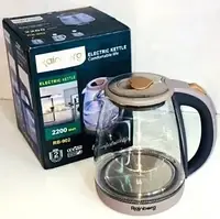 Дисковий електричний чайник Rainberg 2200 Вт 1,8 л  Скляний (LED підсвічування)