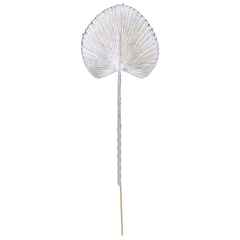 Новорічна декоративна гілочка "Пальмова листка", срібло, 40 см, фото 1