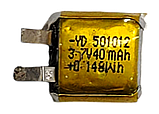 Акумулятор Li-Pol 40mAh 3.7V 501012 літій-полімерна батарея АКБ для навушників та гарнітур, фото 4