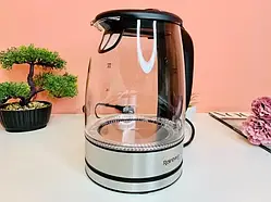 Дисковий електричний чайник Rainberg 2200 Вт 2,0 л  Скляний LED підсвічування чайника