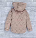 Дитяча куртка-жилетка Осіння на дівчинку весна-осінь Бежева демісезонна курточка Зигзаг для підлітка 146, фото 4