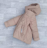 Дитяча куртка-жилетка Осіння на дівчинку весна-осінь Бежева демісезонна курточка Зигзаг для підлітка 146, фото 6