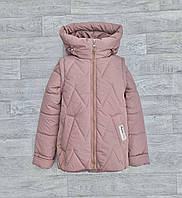 Куртка-жилетка 2в1 для дівчинки від 6 років на весну осінь Демісезонна дитяча Осіння курточка Зигзаг 128