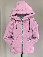 Демісезонна куртка-жилетка на дівчинку весна осінь Осіння дитяча курточка Ромбик - рожева пудра 122