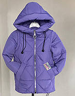 Куртка-жилетка дитяча демісезонна для дівчинки на весну осінь Осіння курточка Ромбик фіолетова 134
