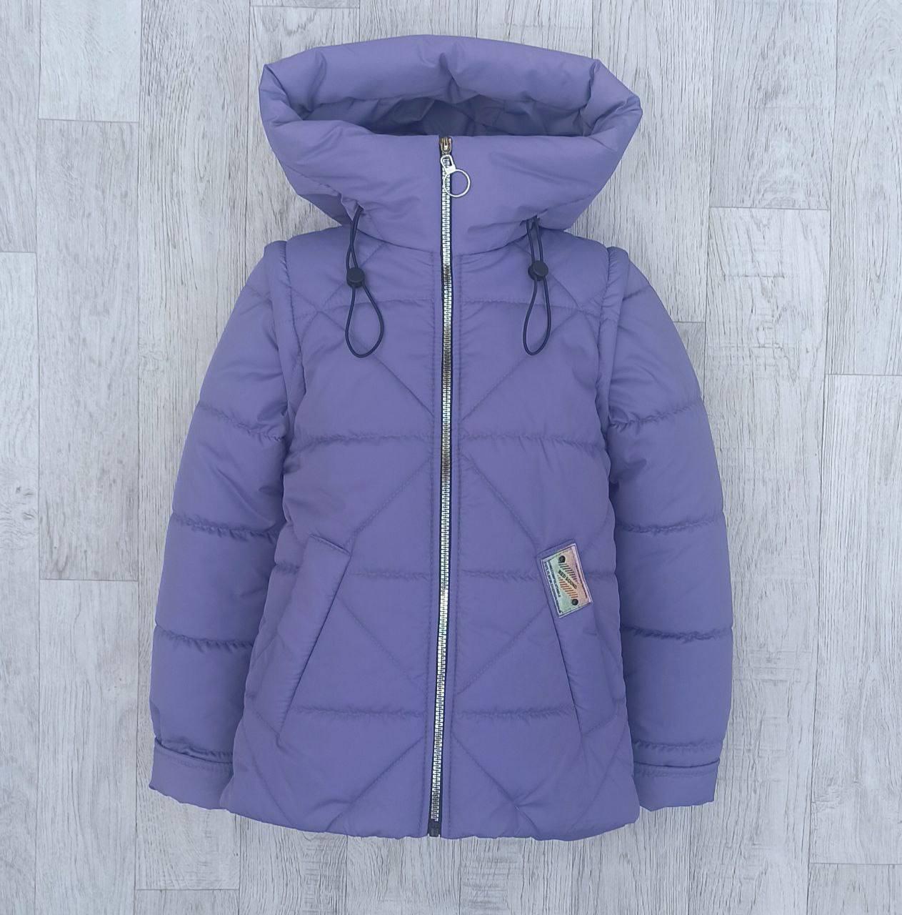 Модна Осіння куртка-жилетка для дівчинки підлітка Дитяча демісезонна курточка Ромбик на весну осінь 152, фото 1