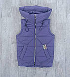 Модна Осіння куртка-жилетка для дівчинки підлітка Дитяча демісезонна курточка Ромбик на весну осінь 152, фото 3